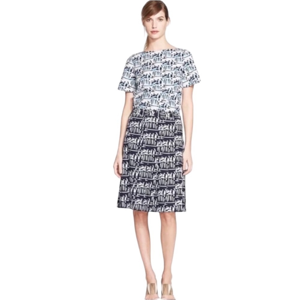 Tory Birch geometric patterned A-Line Pleated Skirt Knee-length.